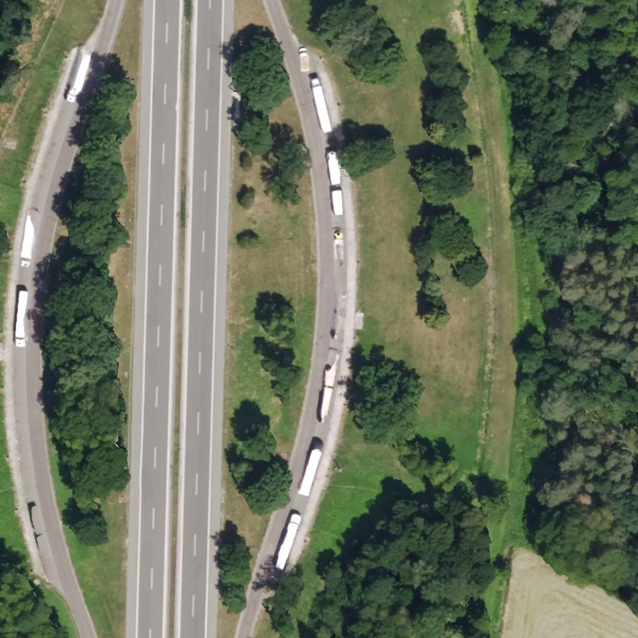 Aerial photo (orthophoto) of truck parking Gründlach Ost from 2025