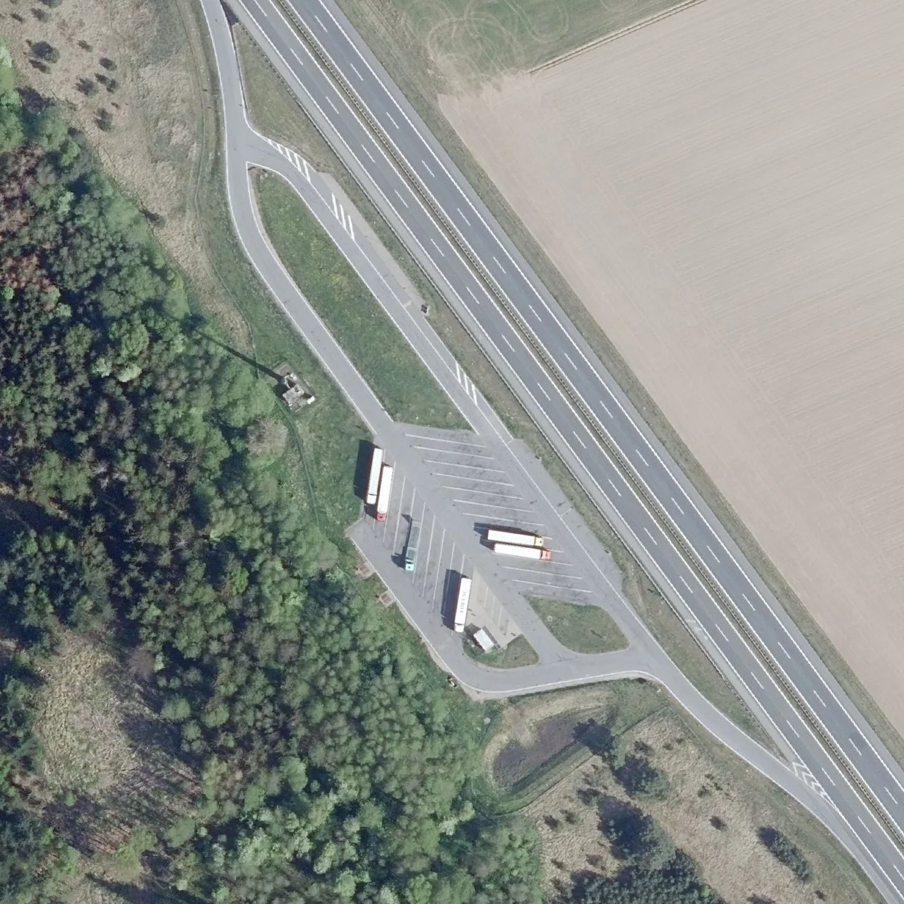 Aerial photo (orthophoto) of truck parking Borker See from 2025