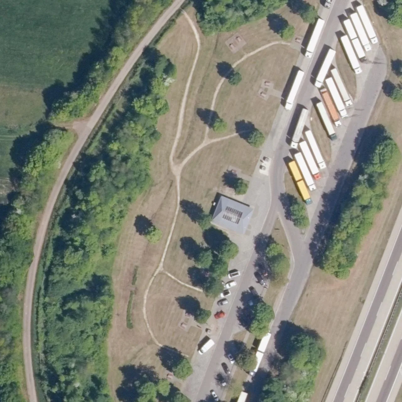 Aerial photo (orthophoto) of truck parking Mühlbuck West from 2023