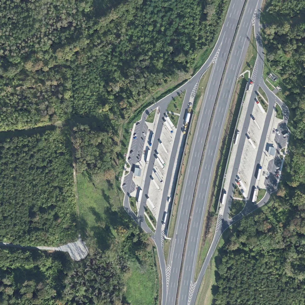 Aerial photo (orthophoto) of truck parking Brunsberg from 2024