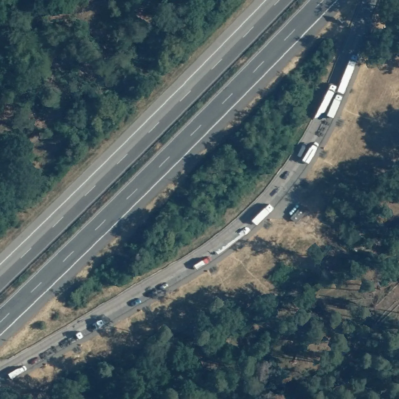 Aerial photo (orthophoto) of truck parking Hohe Wart from 2023