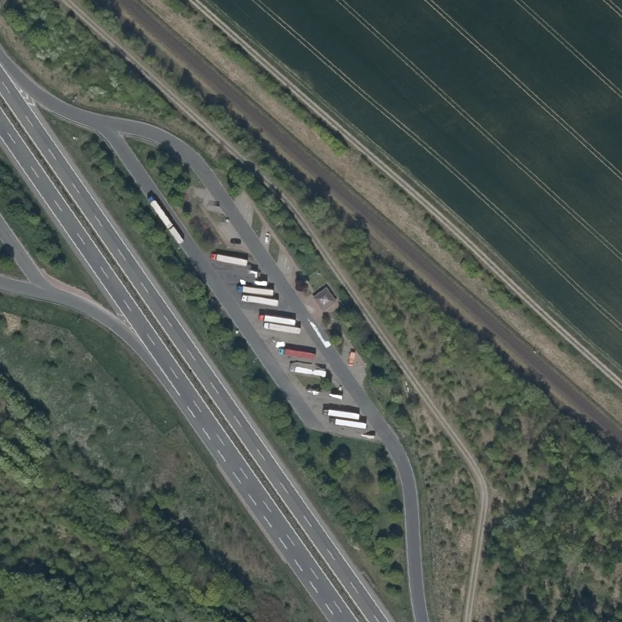 Aerial photo (orthophoto) of truck parking Brockenblick Ost from 2025