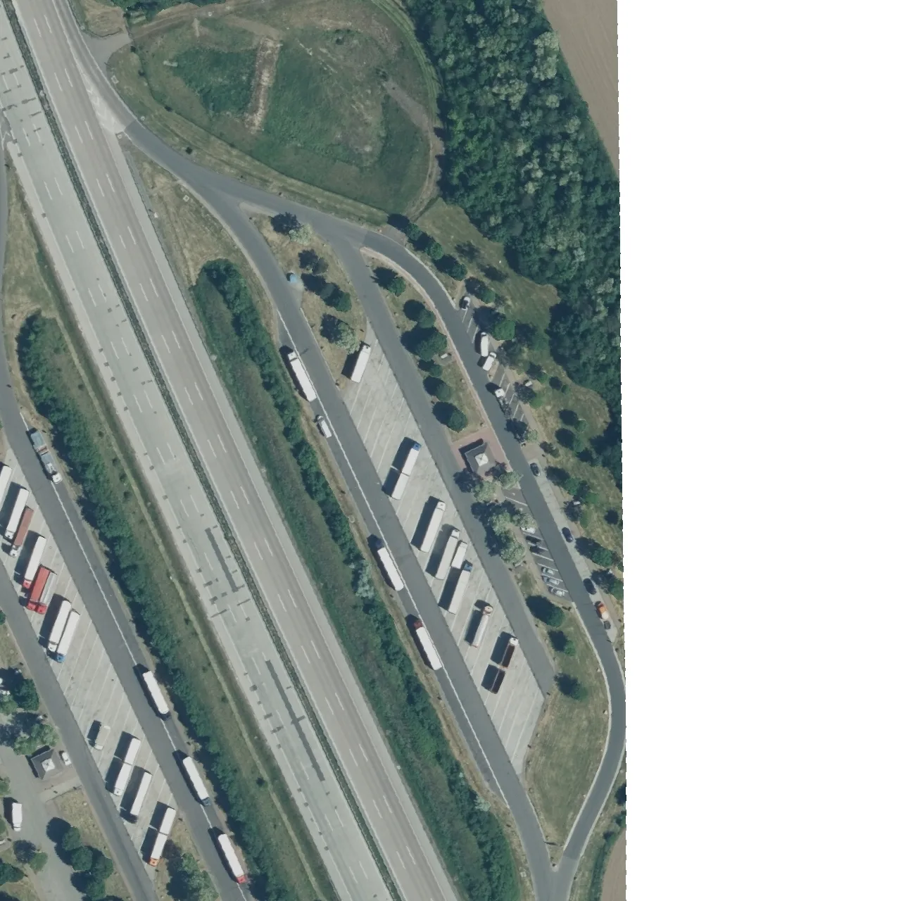 Aerial photo (orthophoto) of truck parking Kapellenberg Ost from 2023