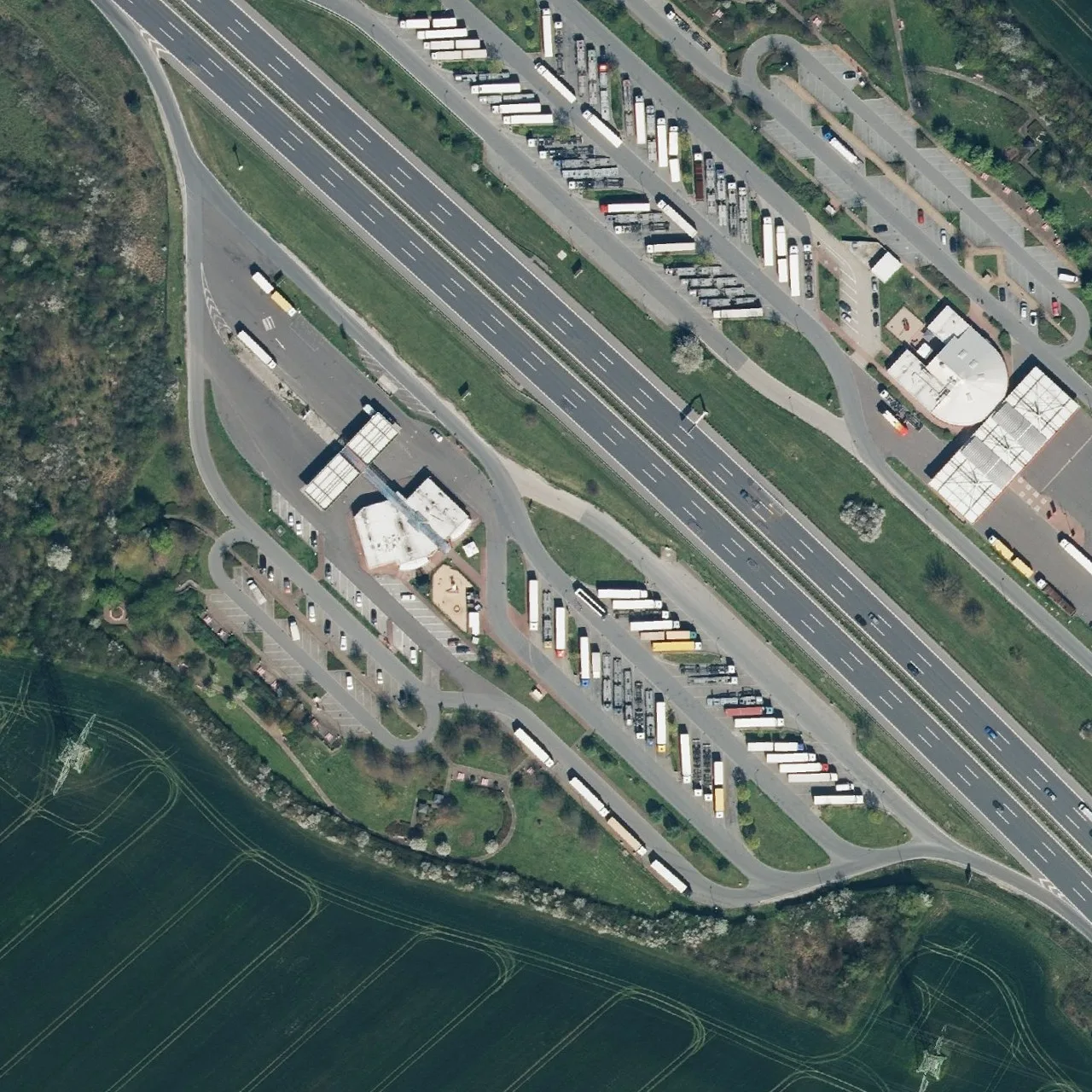 Aerial photo (orthophoto) of truck parking Seeberg West from 2023