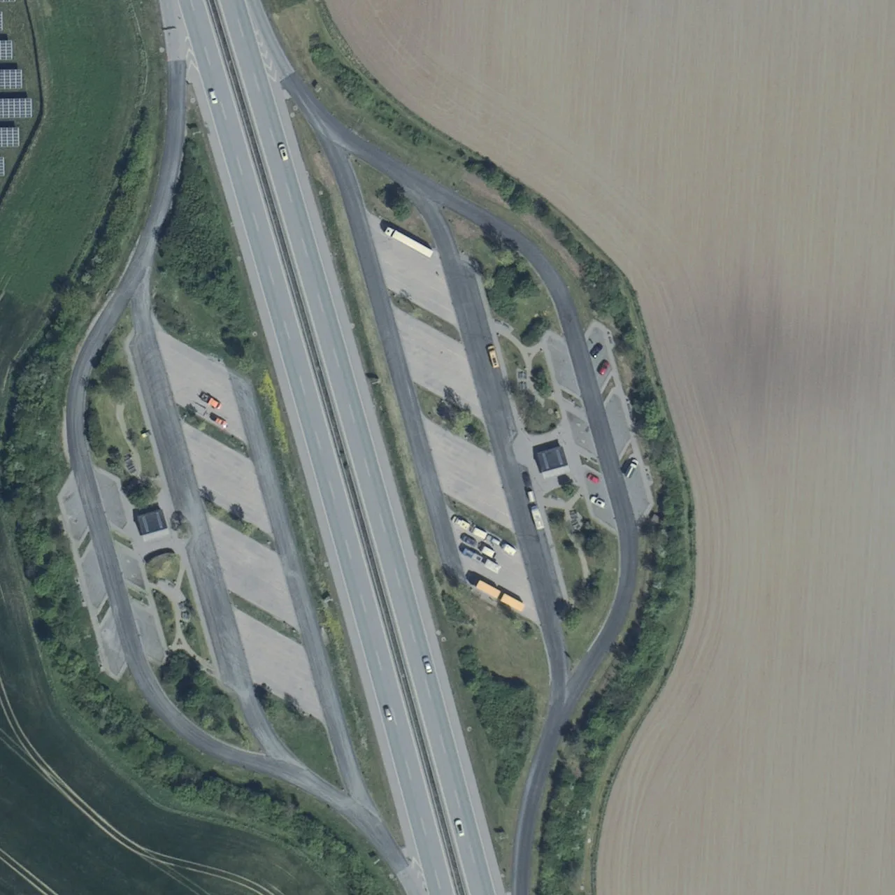 Aerial photo (orthophoto) of truck parking Wiesenholz Ost from 2024