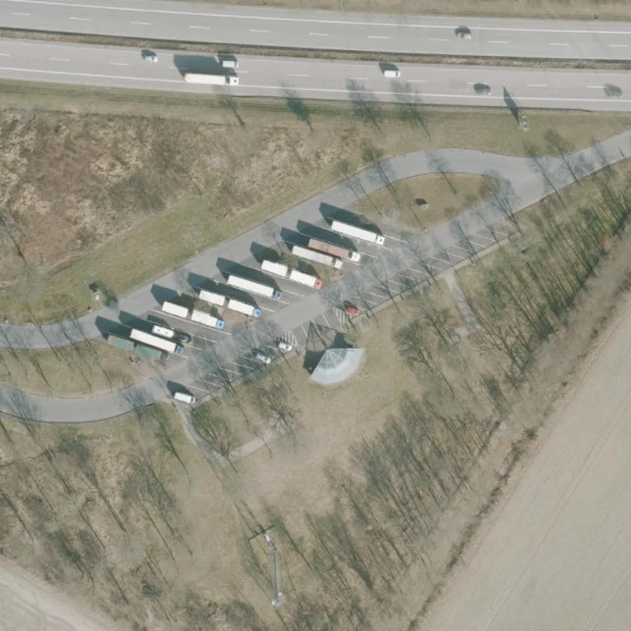 Aerial photo (orthophoto) of truck parking Roseburg from 2025