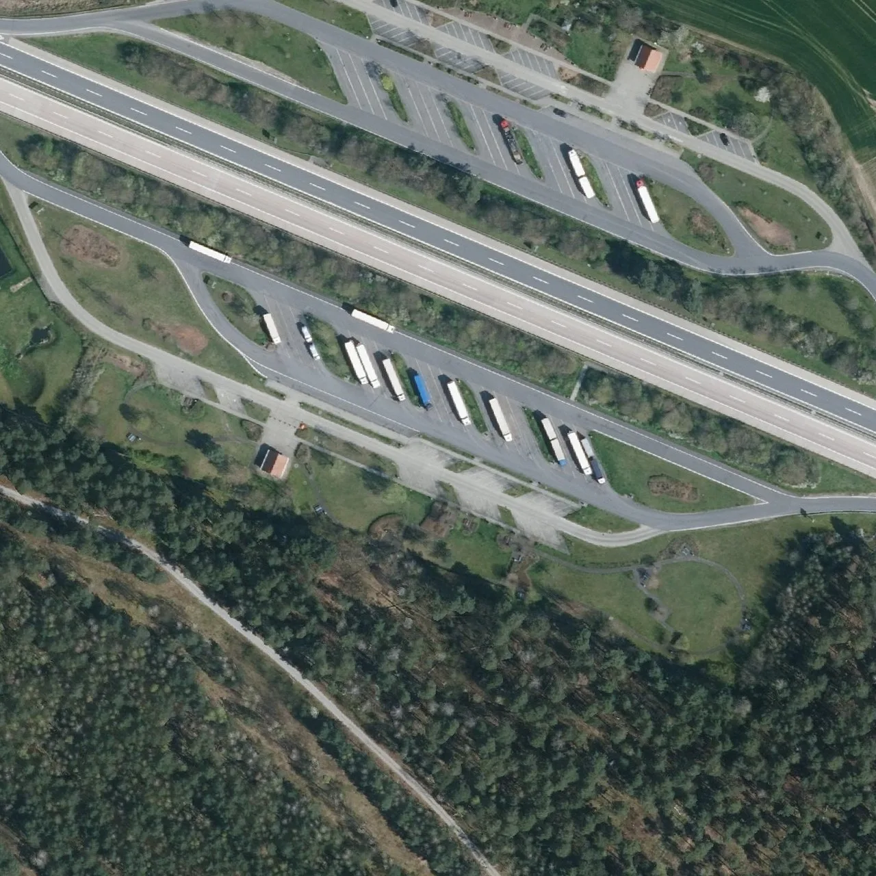 Aerial photo (orthophoto) of truck parking Belten from 2023