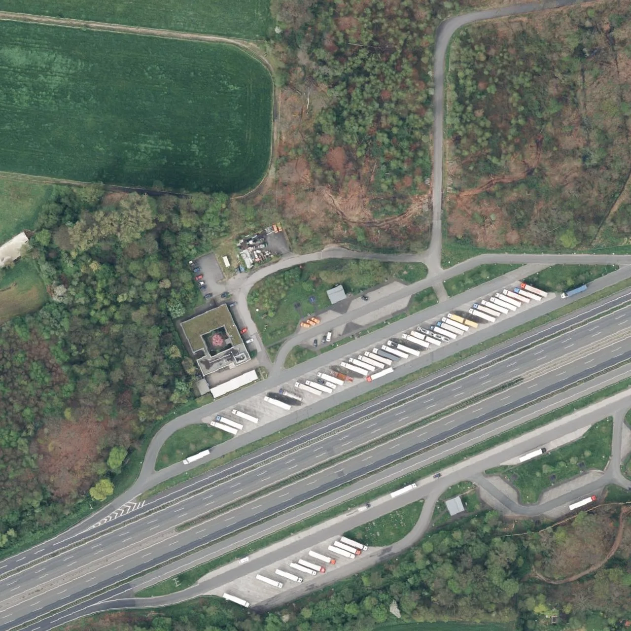 Aerial photo (orthophoto) of truck parking Hohenhorst from 2024
