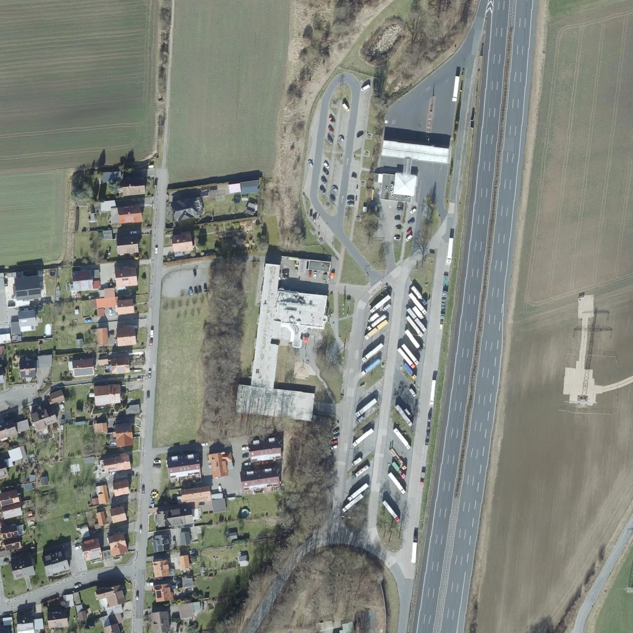 Aerial photo (orthophoto) of truck parking Göttingen West from 2025
