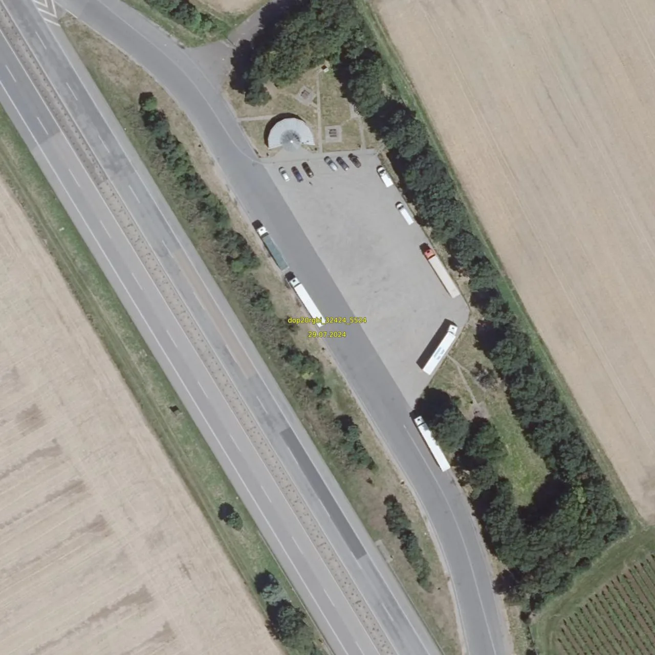 Luftbild (Orthofoto) des LKW-Parkplatzes Steingewann aus dem Jahr 2024