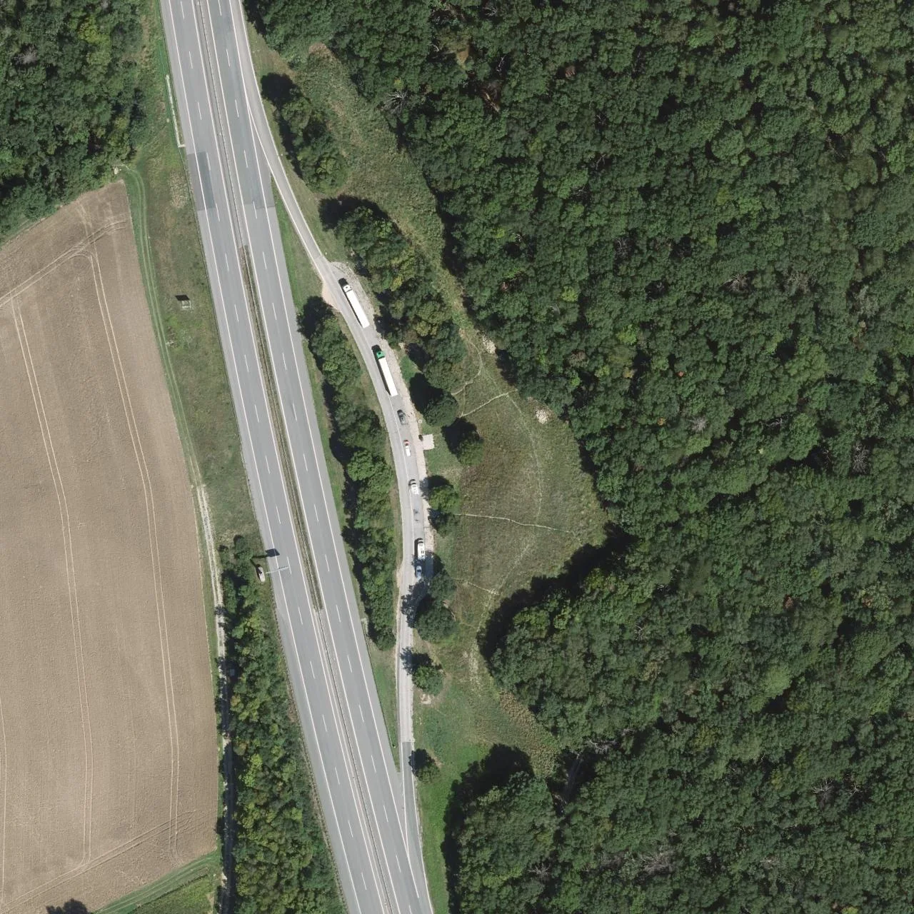 Aerial photo (orthophoto) of truck parking Hirtentannen from 2023