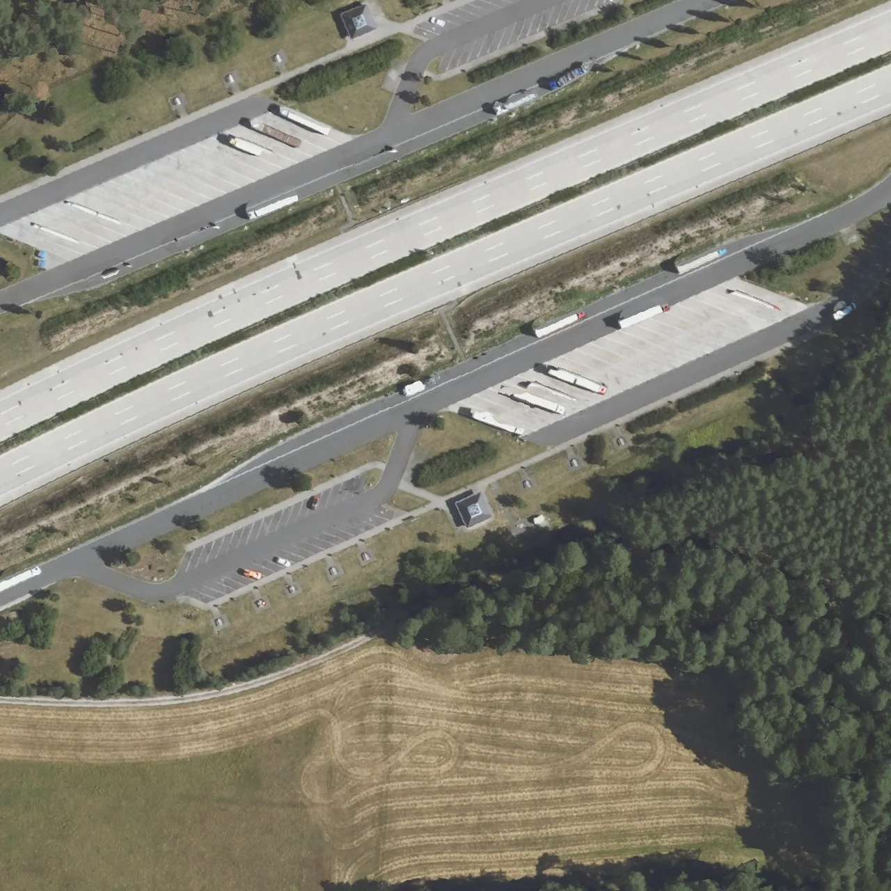 Aerial photo (orthophoto) of truck parking Rosselquelle Süd from 2024