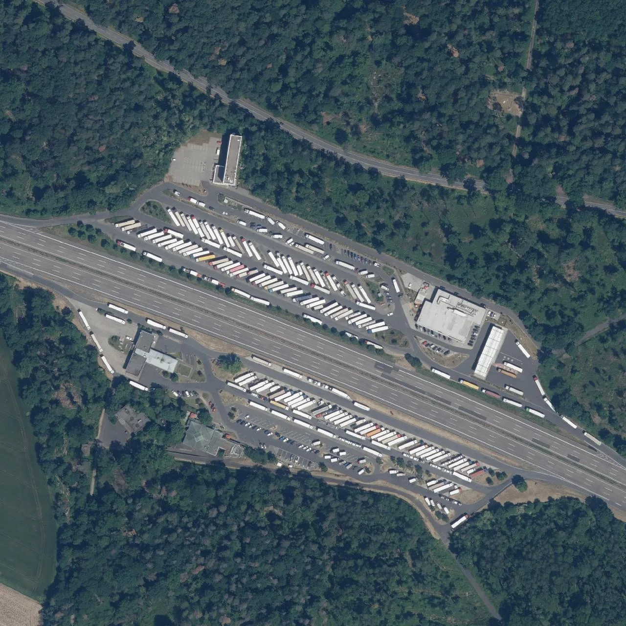 Aerial photo (orthophoto) of truck parking Weiskirchen Nord from 2023