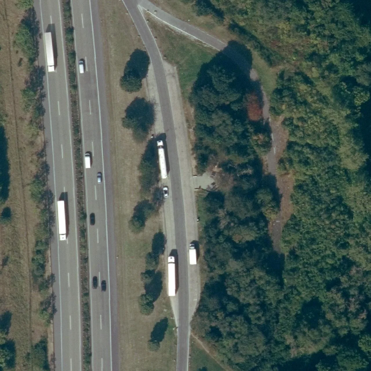 Aerial photo (orthophoto) of truck parking Rohrberg Nord from 2024