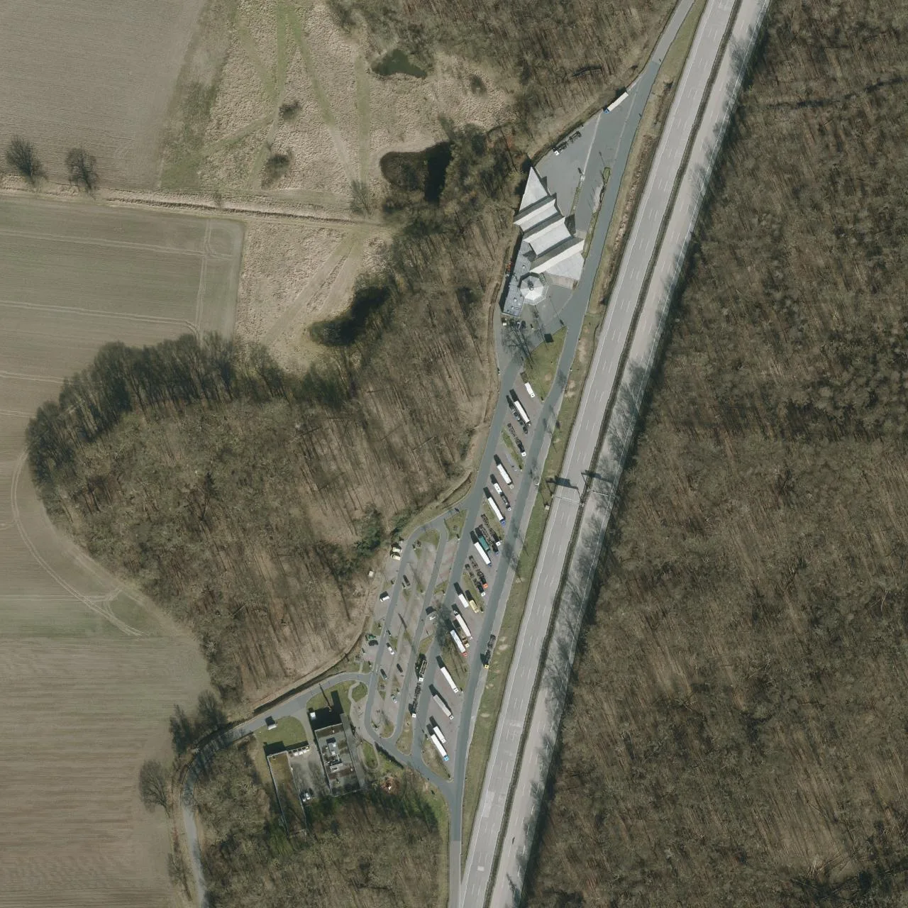 Aerial photo (orthophoto) of truck parking H-Wülferode West from 2022