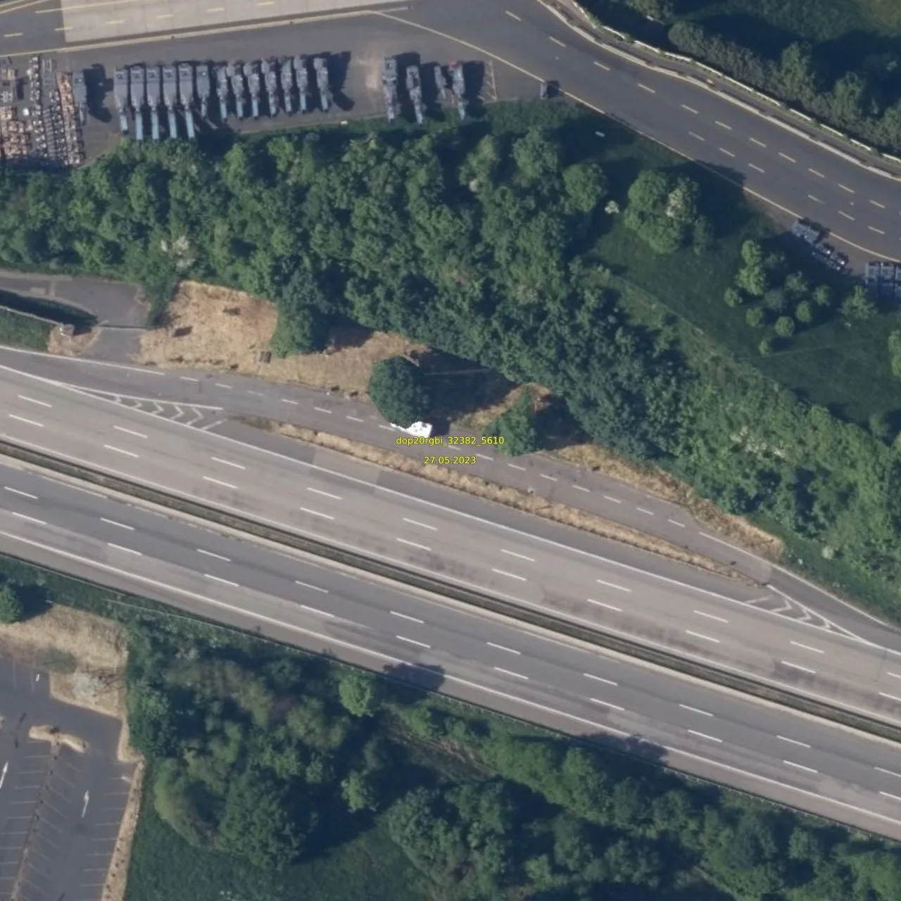 Luftbild (Orthofoto) des LKW-Parkplatzes Hambitz aus dem Jahr 2023
