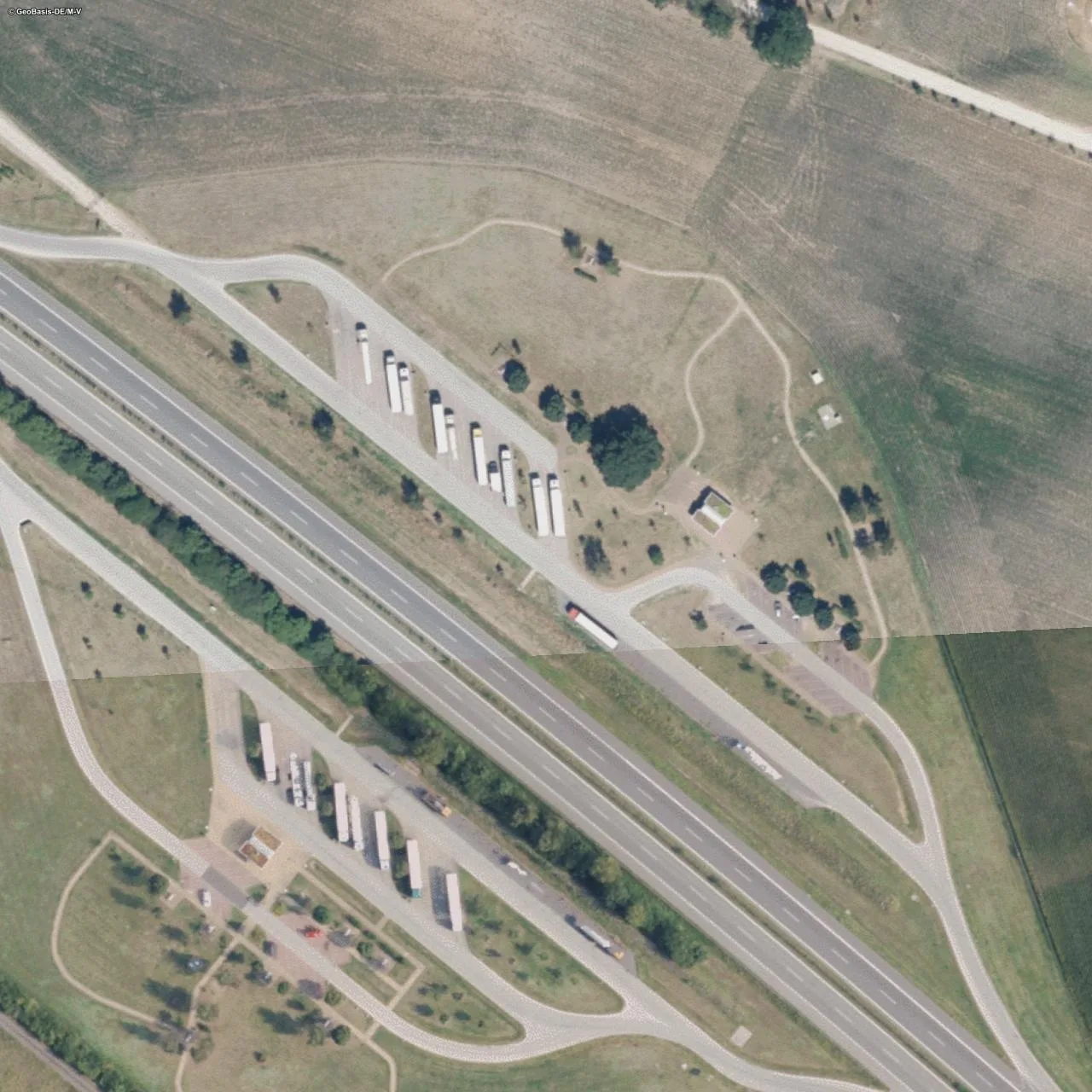 Aerial photo (orthophoto) of truck parking Schremheide Nord from 2025