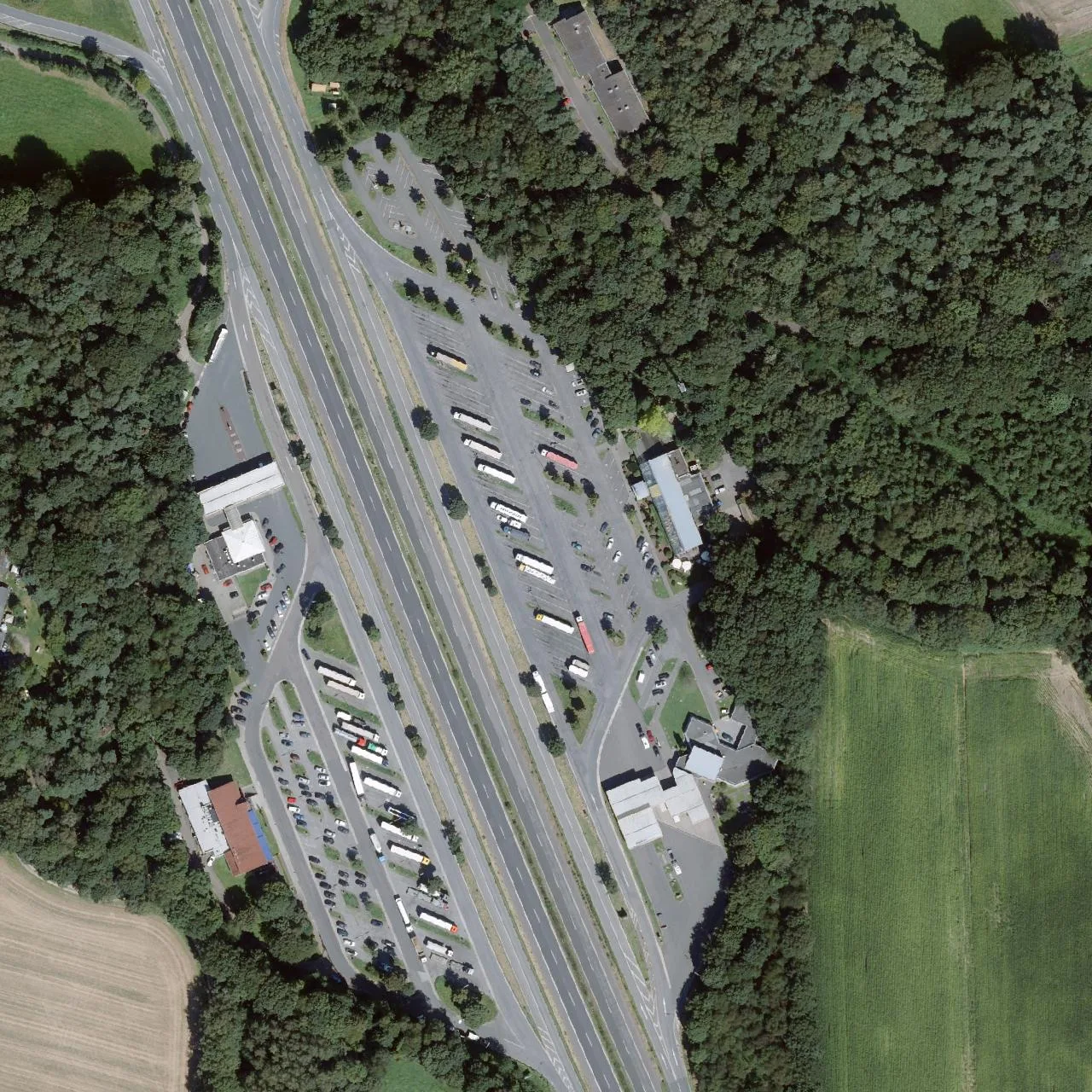 Aerial photo (orthophoto) of truck parking Hünxe Ost from 2024