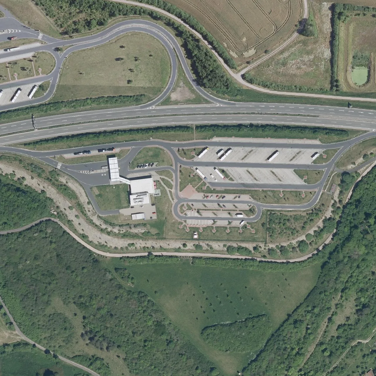 Aerial photo (orthophoto) of truck parking Thüringer Wald Süd from 2024