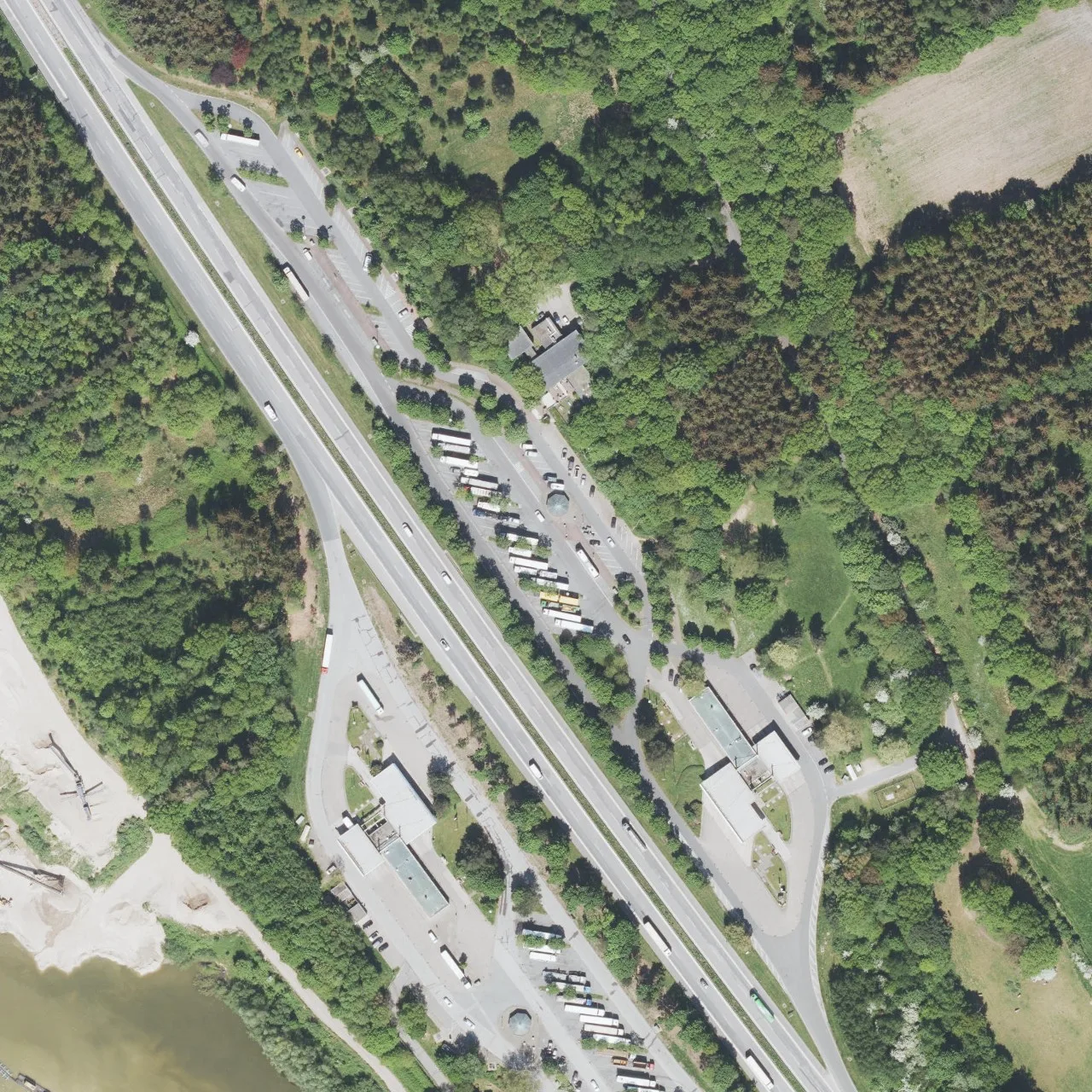 Aerial photo (orthophoto) of truck parking Hüttener Berge Ost from 2024