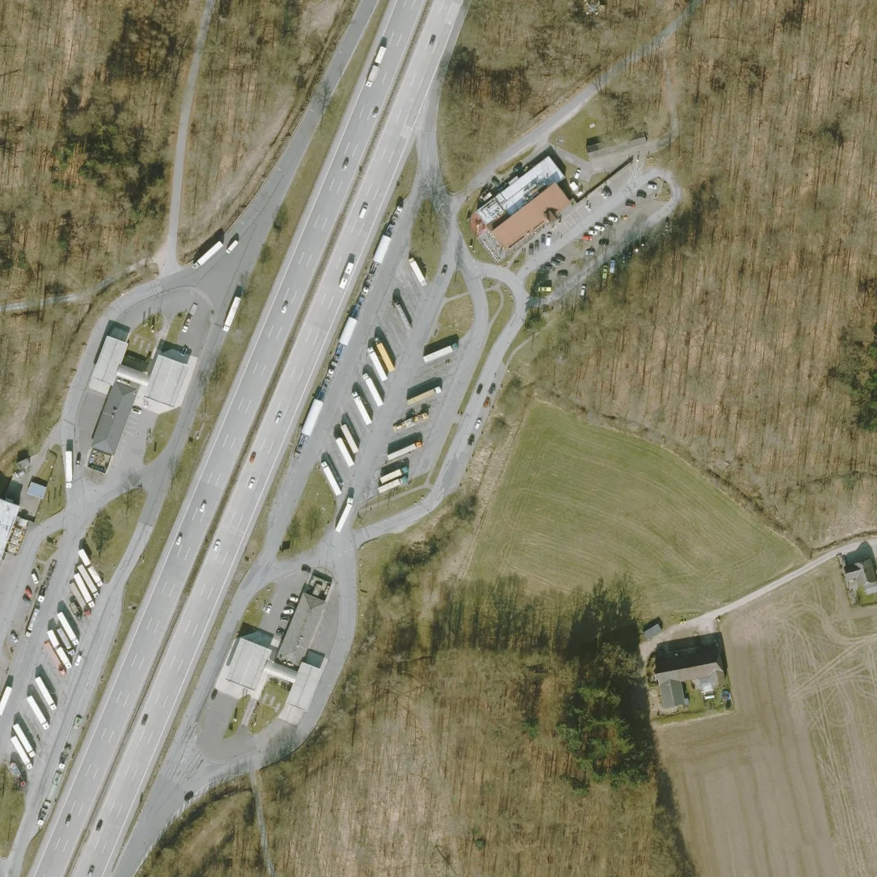 Aerial photo (orthophoto) of truck parking Buddikate Ost from 2025