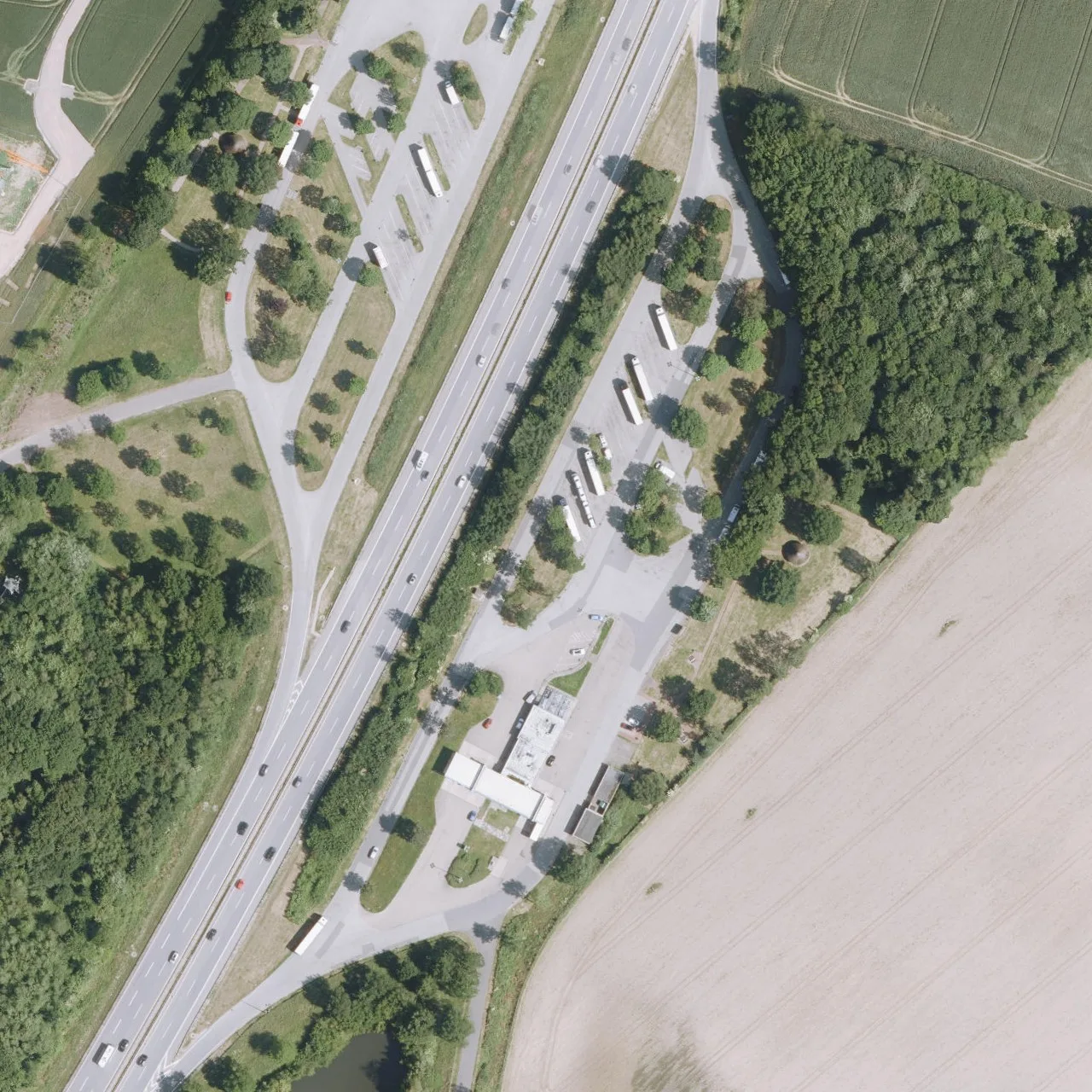 Aerial photo (orthophoto) of truck parking Neustädter Bucht Ost from 2025
