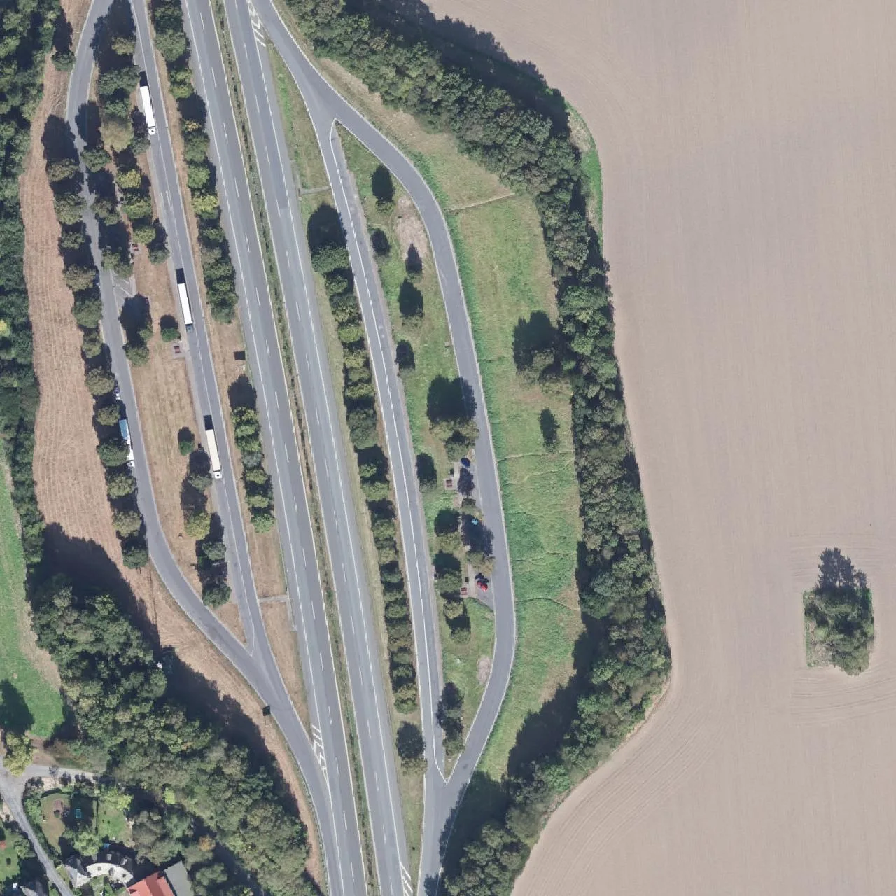 Aerial photo (orthophoto) of truck parking Ruhrtal from 2024