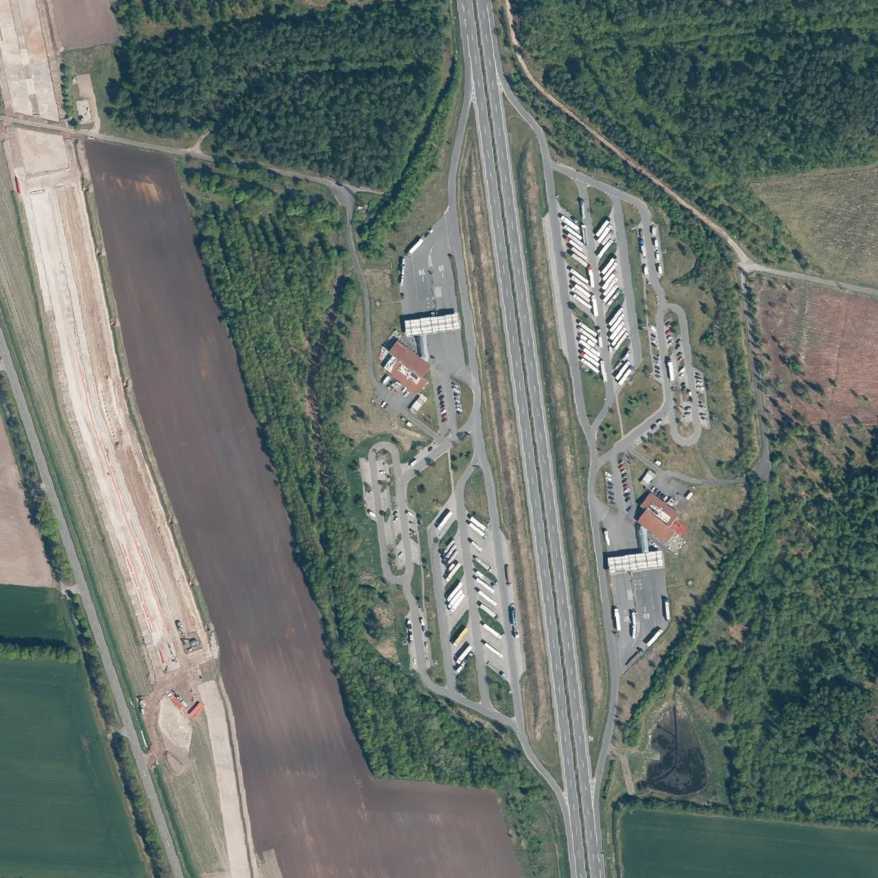 Aerial photo (orthophoto) of truck parking Ems-Vechte (West) from 2025