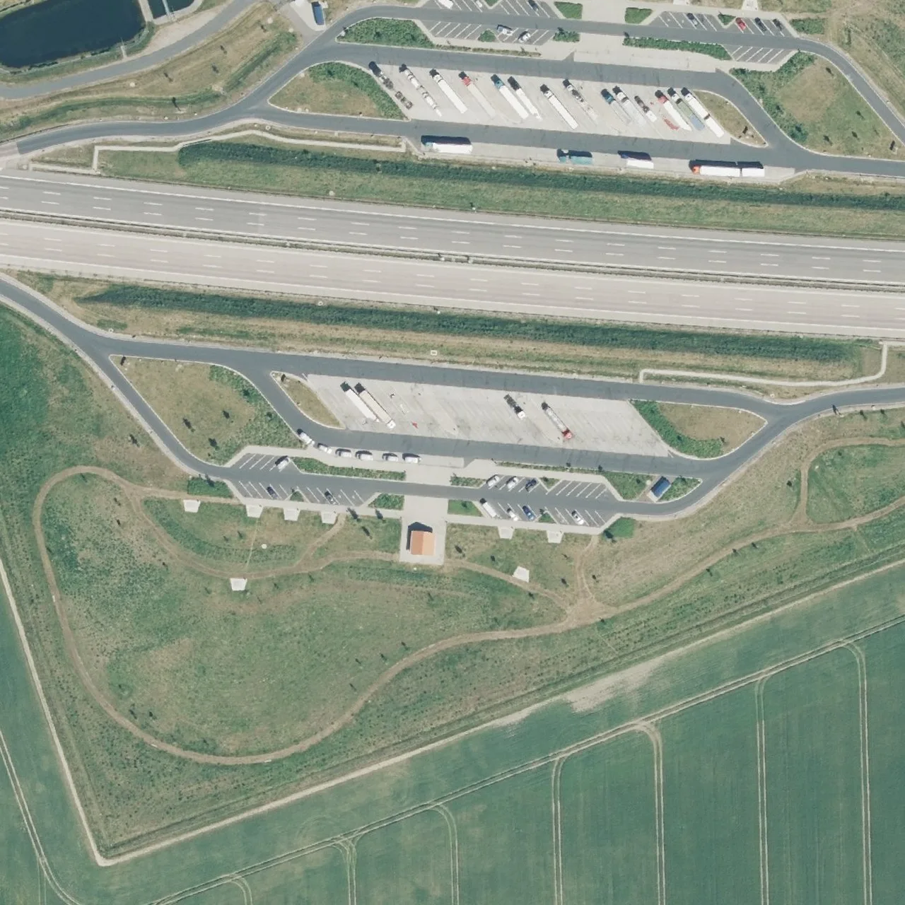 Aerial photo (orthophoto) of truck parking Krämer Forst from 2024