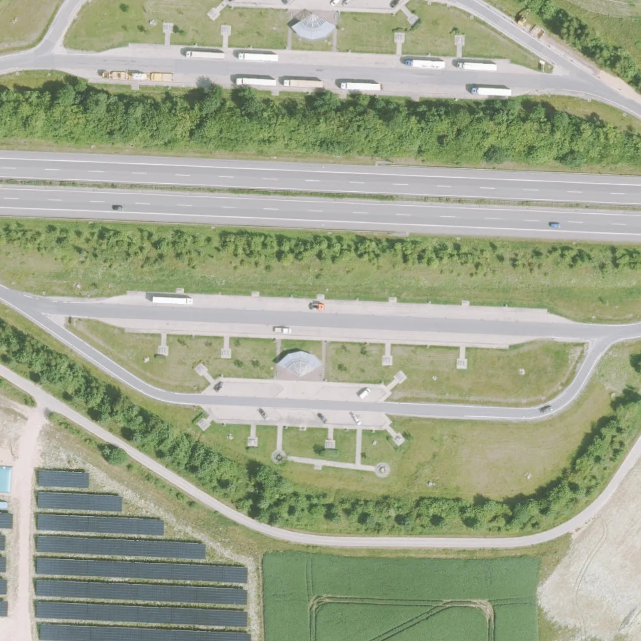 Aerial photo (orthophoto) of truck parking Kronberg Süd from 2025