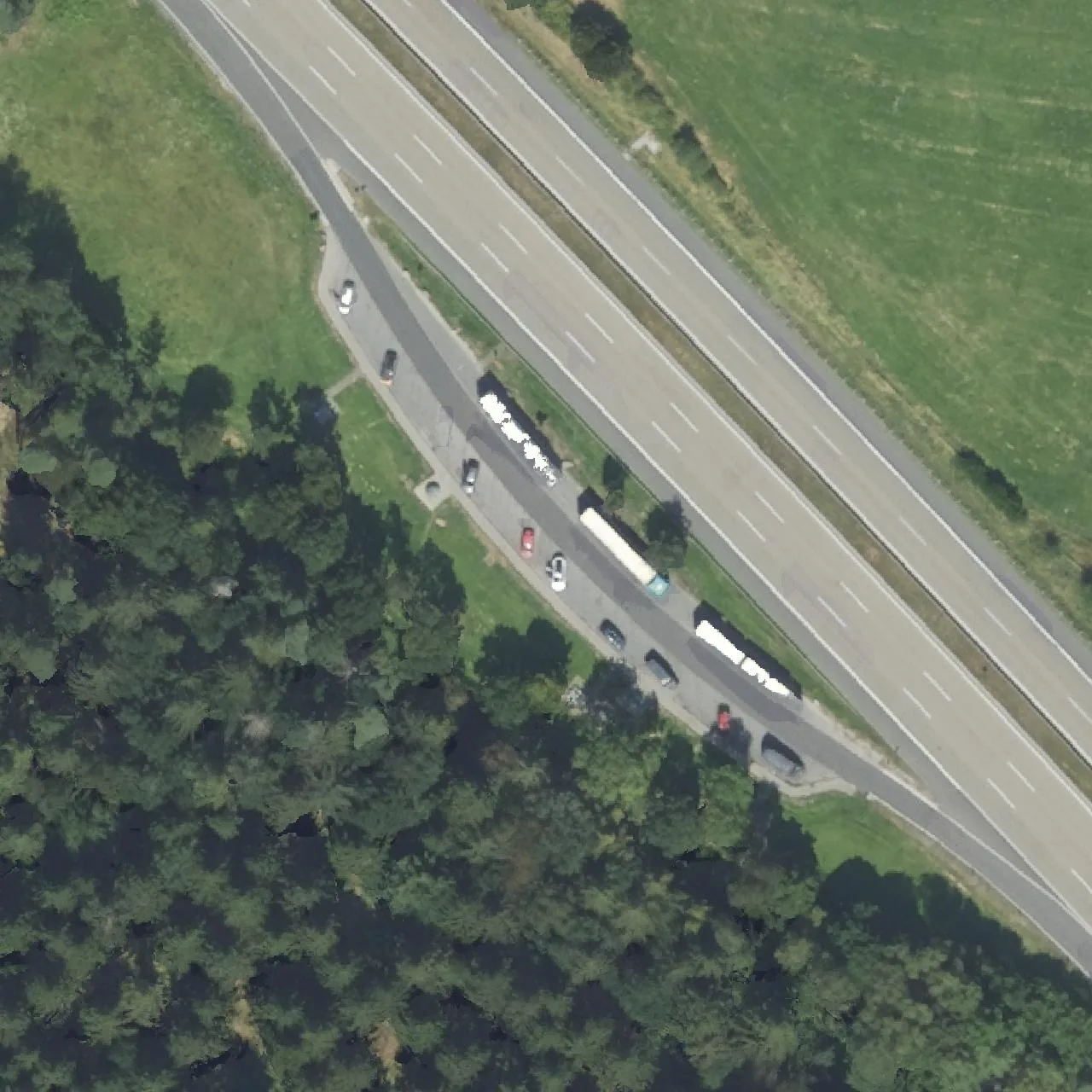 Aerial photo (orthophoto) of truck parking Dornbusch from 2024