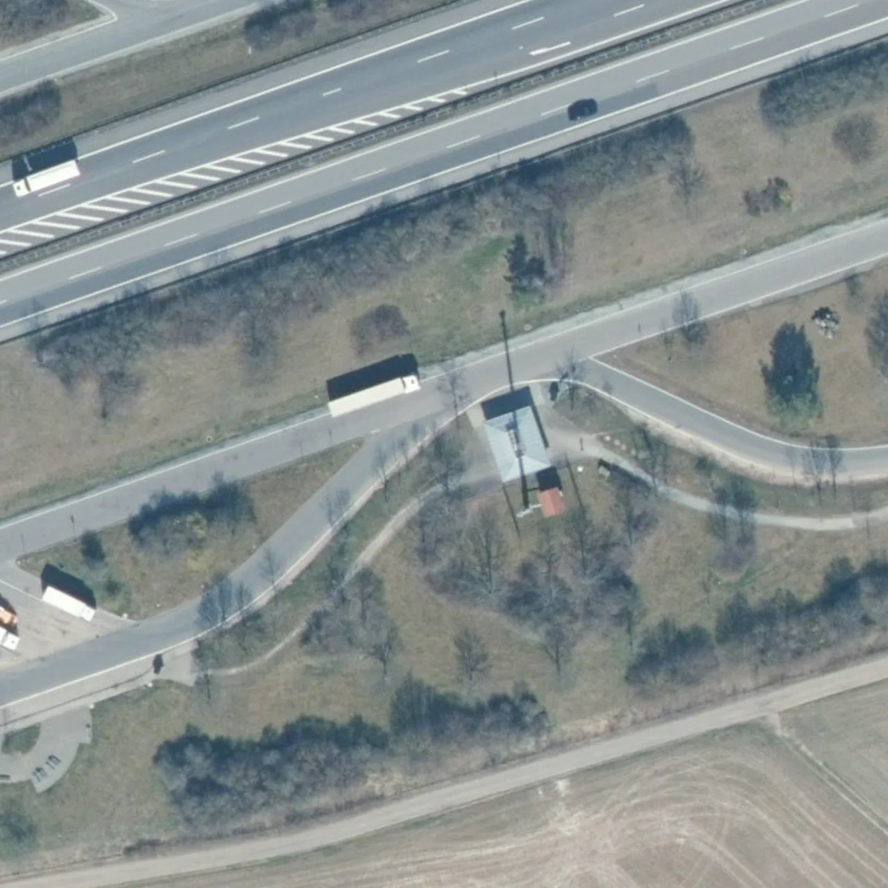 Aerial photo (orthophoto) of truck parking Niedercrinitz Süd from 2023