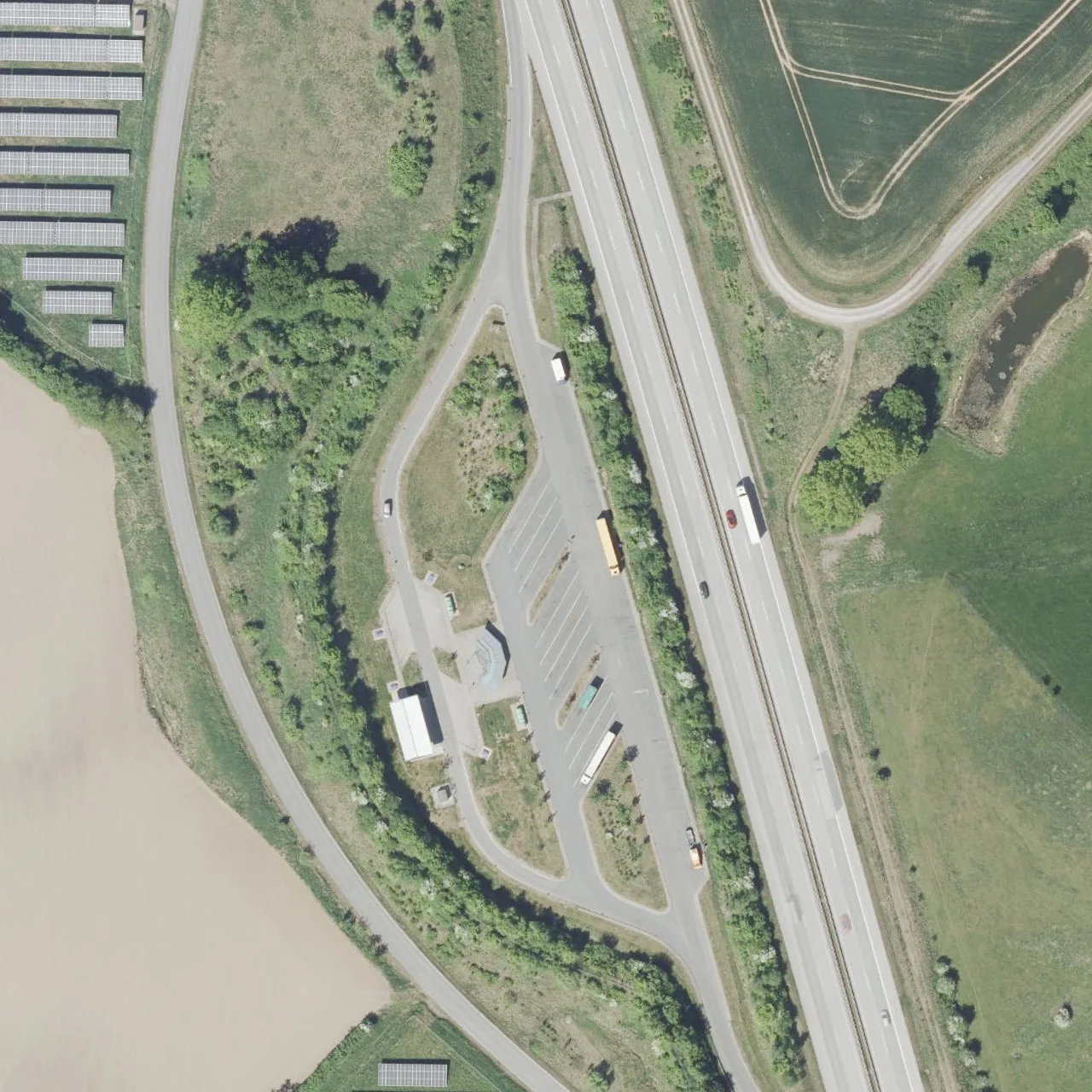 Aerial photo (orthophoto) of truck parking Depenauer Moor from 2025
