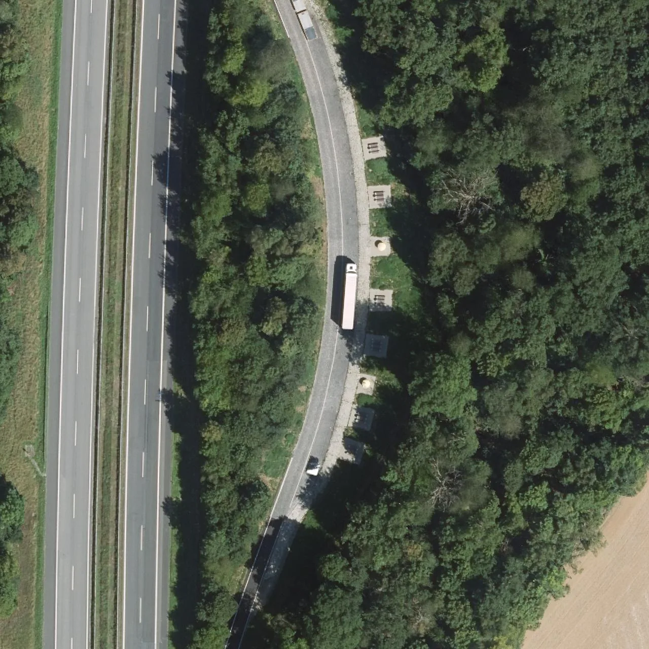 Aerial photo (orthophoto) of truck parking Masuren from 2023