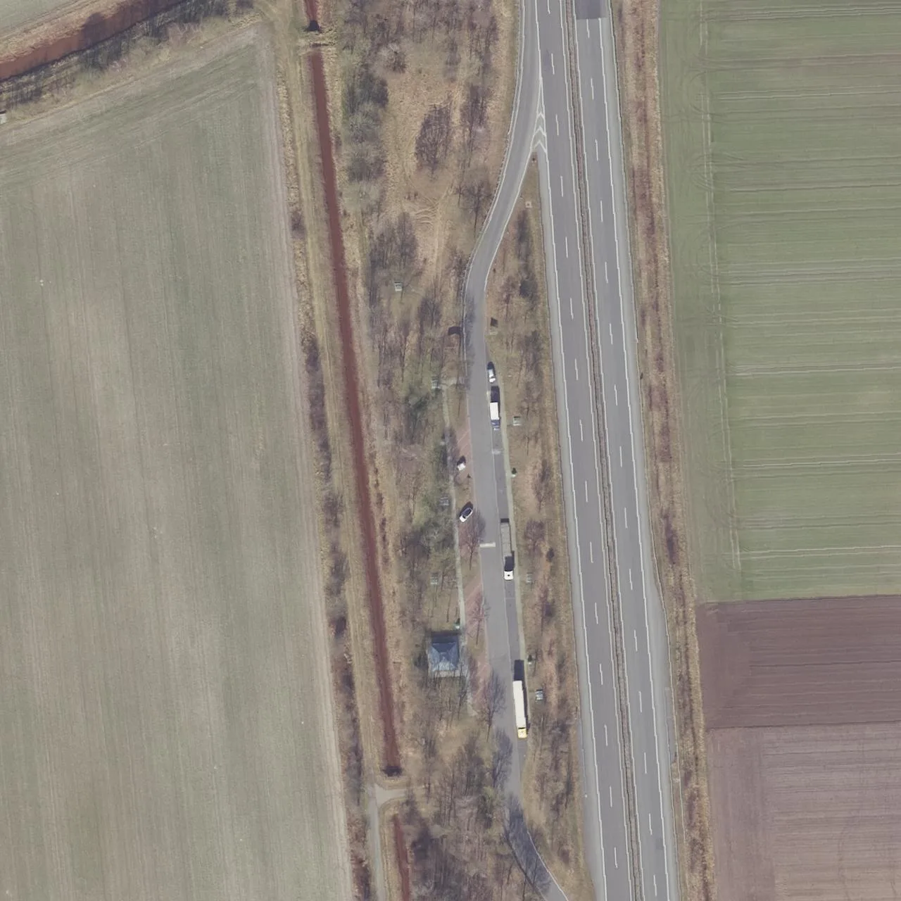 Aerial photo (orthophoto) of truck parking Walchum West from 2025