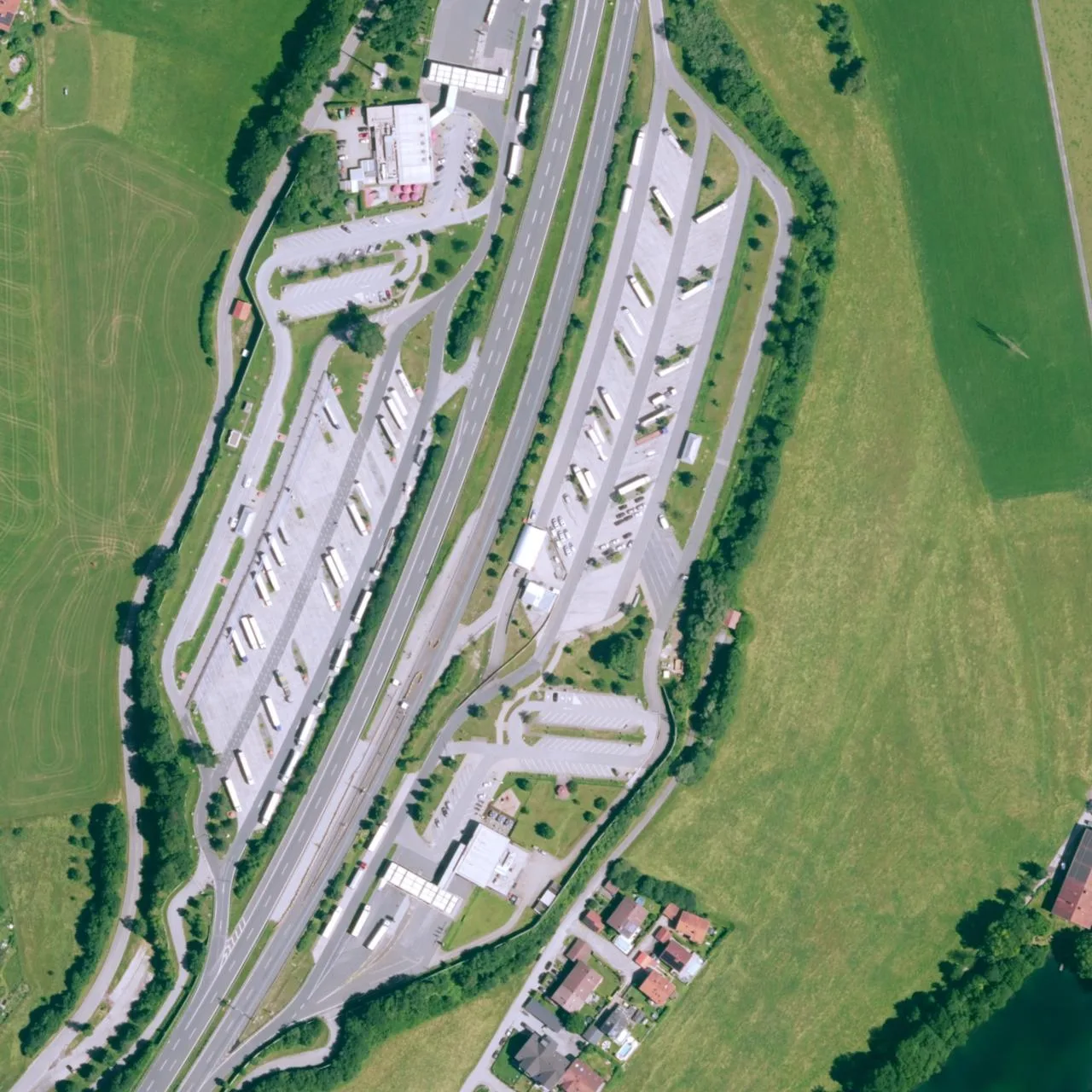 Aerial photo (orthophoto) of truck parking Inntal Ost from 2024