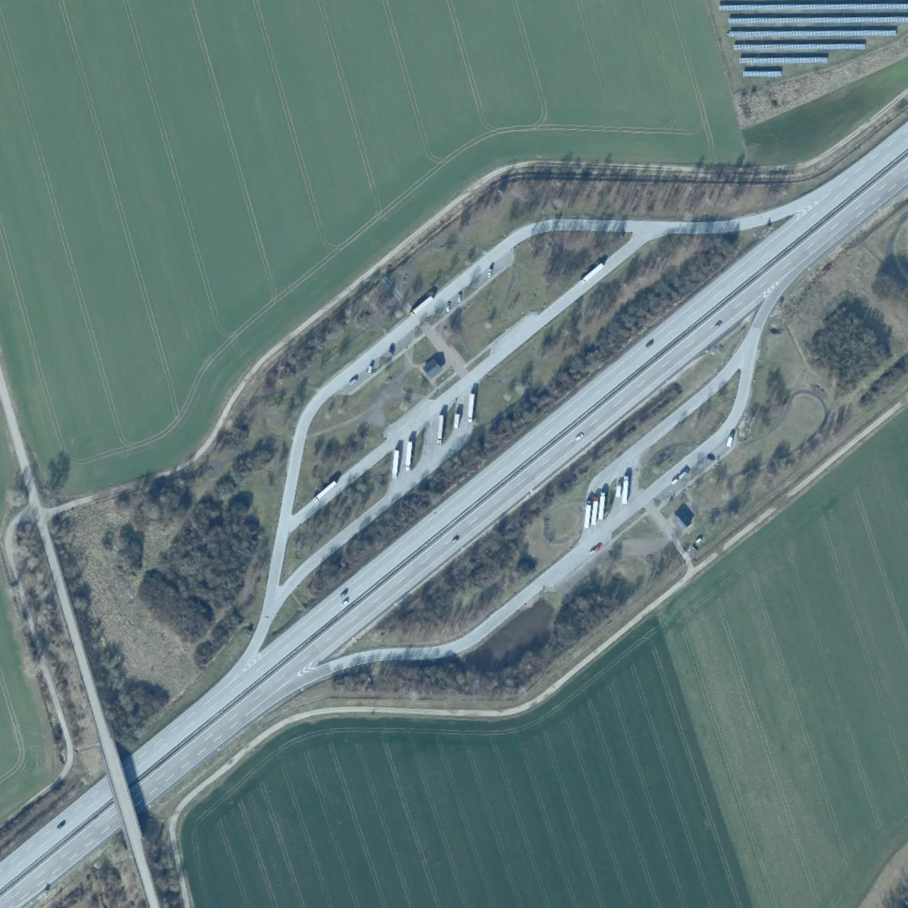 Aerial photo (orthophoto) of truck parking Fuchsaue Nord from 2023