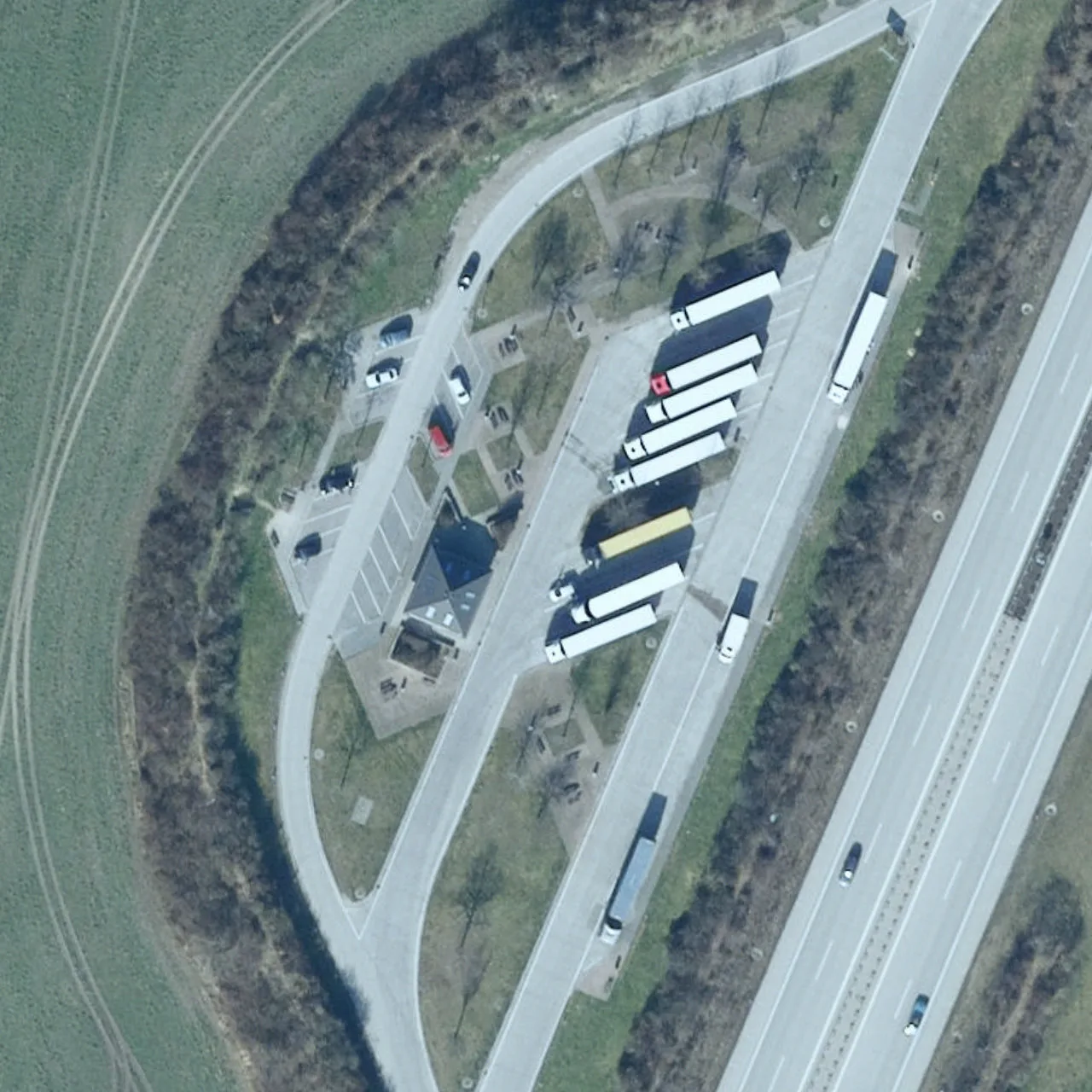 Aerial photo (orthophoto) of truck parking Am Pösgraben West from 2023