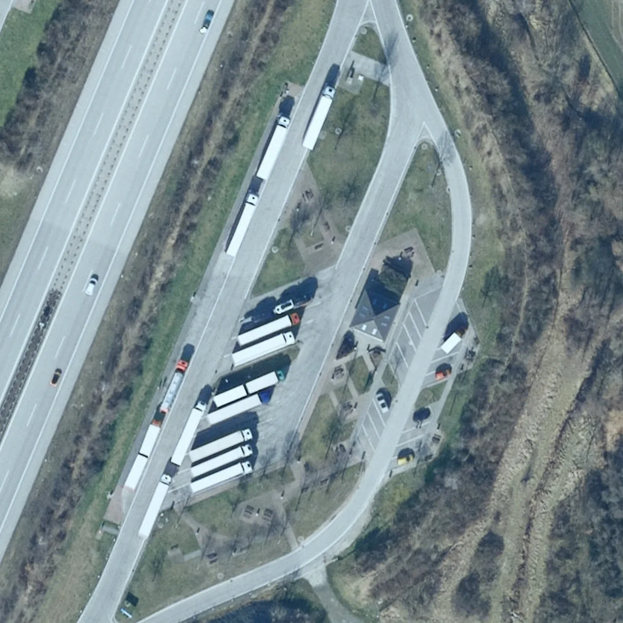 Aerial photo (orthophoto) of truck parking Am Pösgraben Ost from 2023