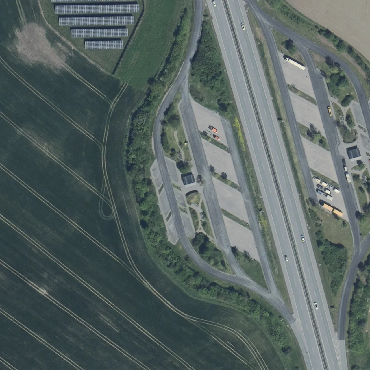 Aerial photo (orthophoto) of truck parking Wiesenholz West from 2024