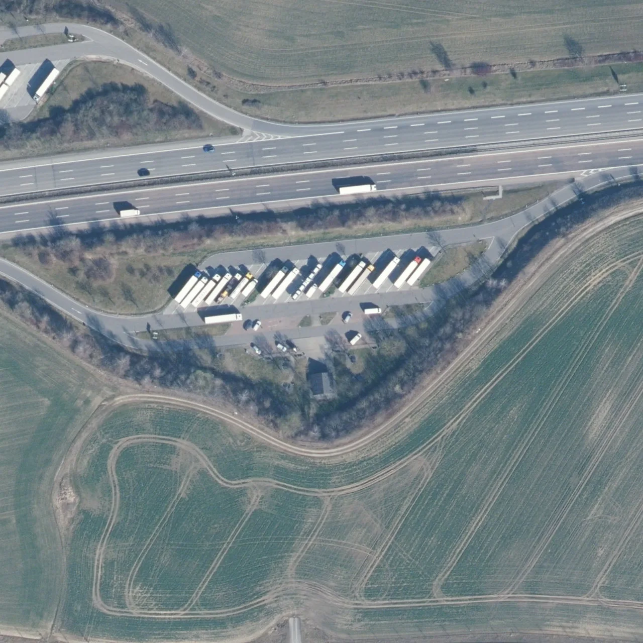 Aerial photo (orthophoto) of truck parking Am Angerberg Süd from 2023