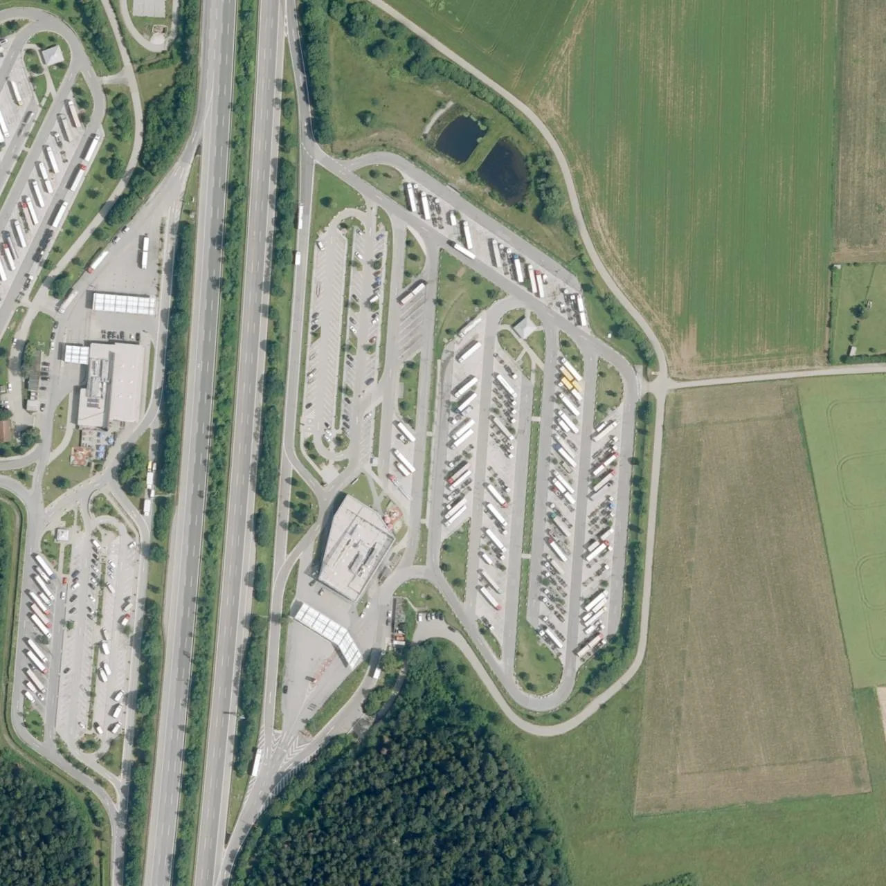 Aerial photo (orthophoto) of truck parking Vaterstetten Ost from 2022