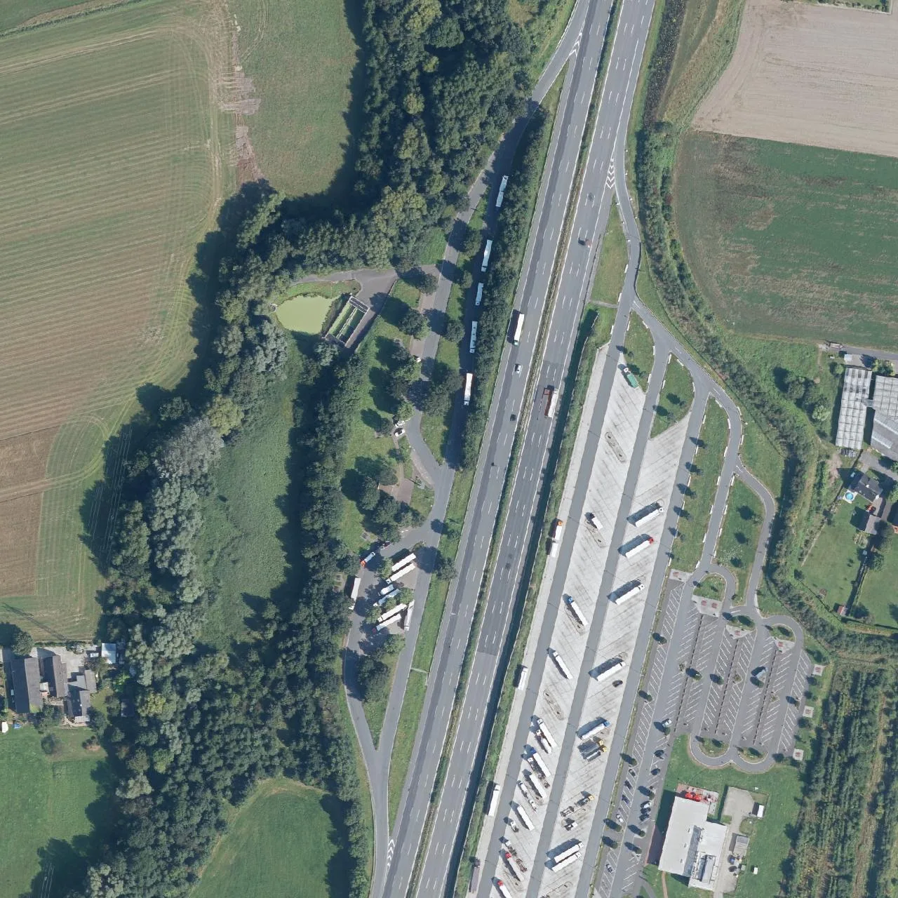 Aerial photo (orthophoto) of truck parking Brönninghausen from 2024