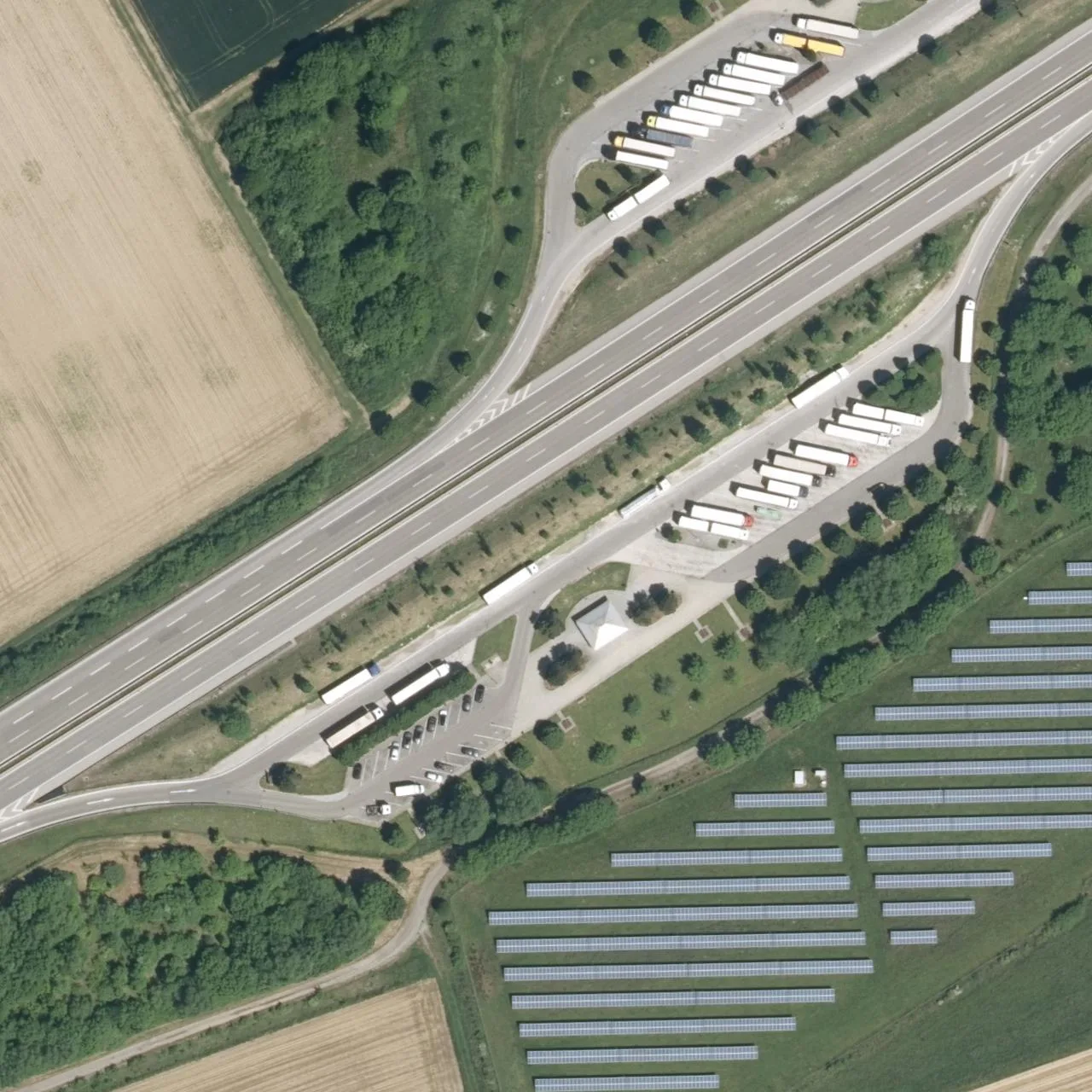 Aerial photo (orthophoto) of truck parking Burgacker-Süd from 2025