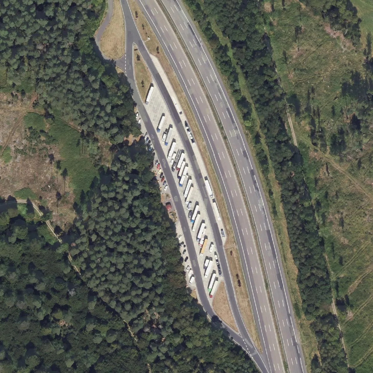 Aerial photo (orthophoto) of truck parking Am Pommer from 2024