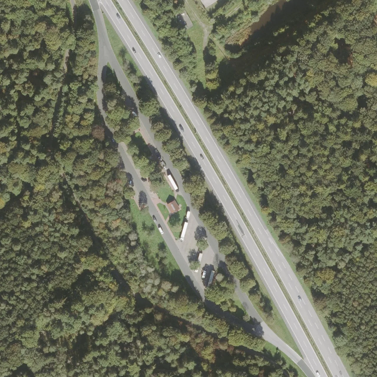 Aerial photo (orthophoto) of truck parking Forst Rantzau West from 2024
