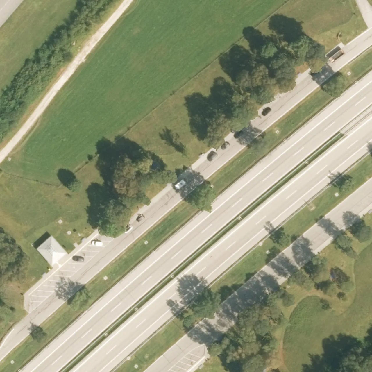 Aerial photo (orthophoto) of truck parking Mühlweiher West from 2022