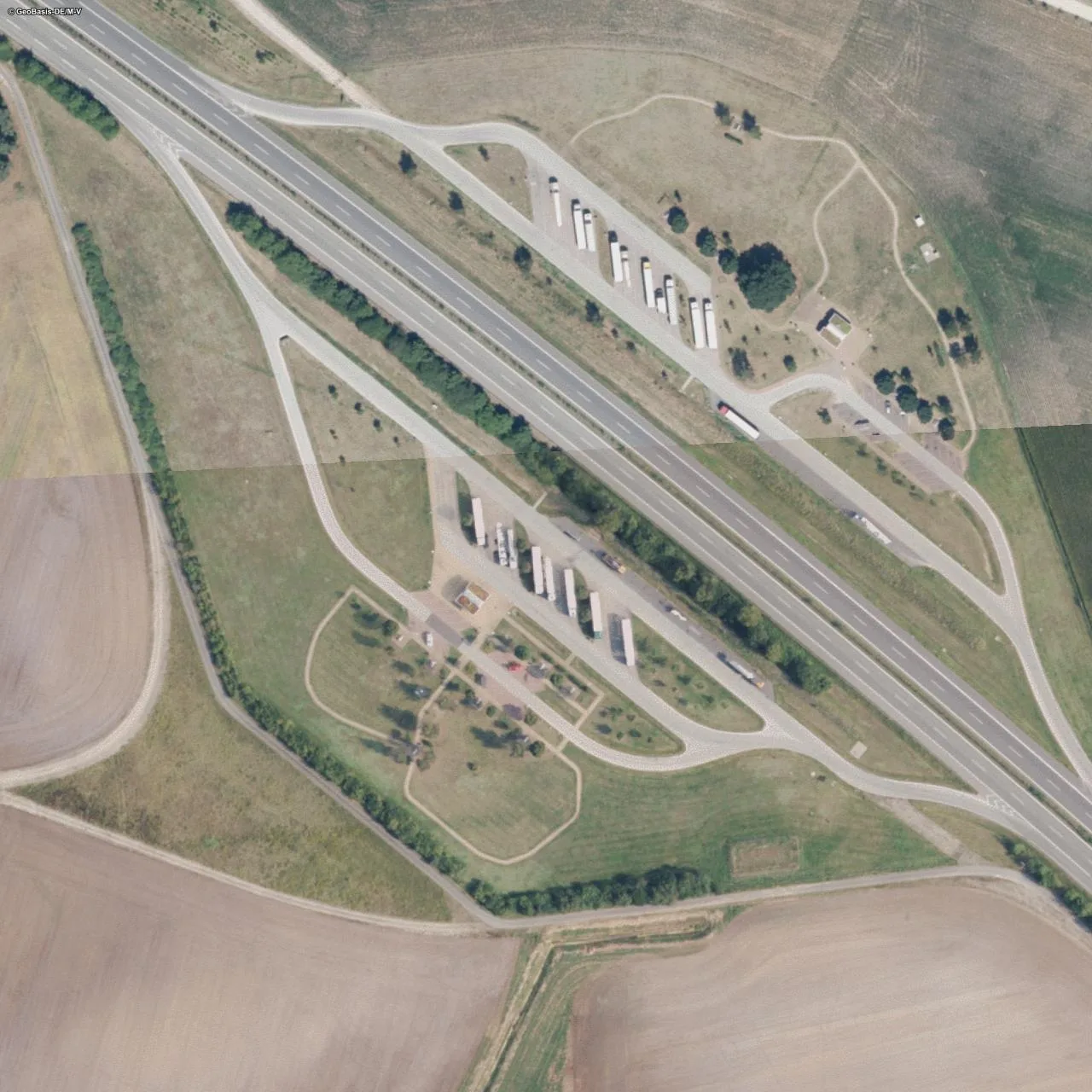 Aerial photo (orthophoto) of truck parking Schremheide Süd from 2025
