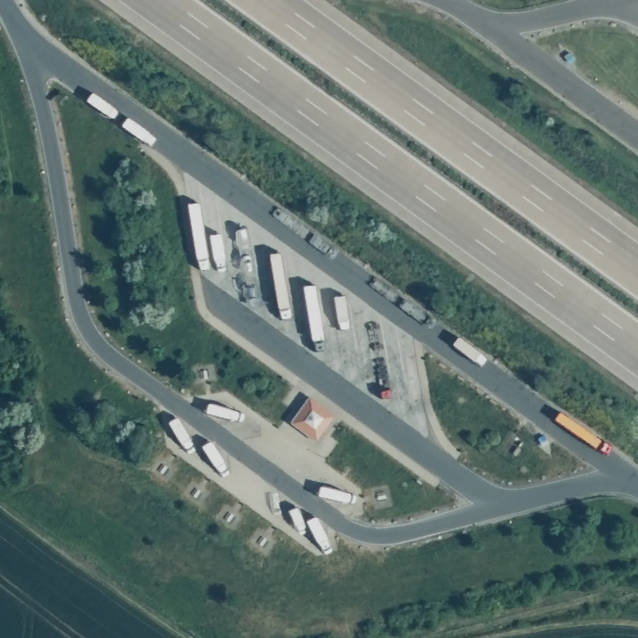 Aerial photo (orthophoto) of truck parking Kabelsketal West from 2024