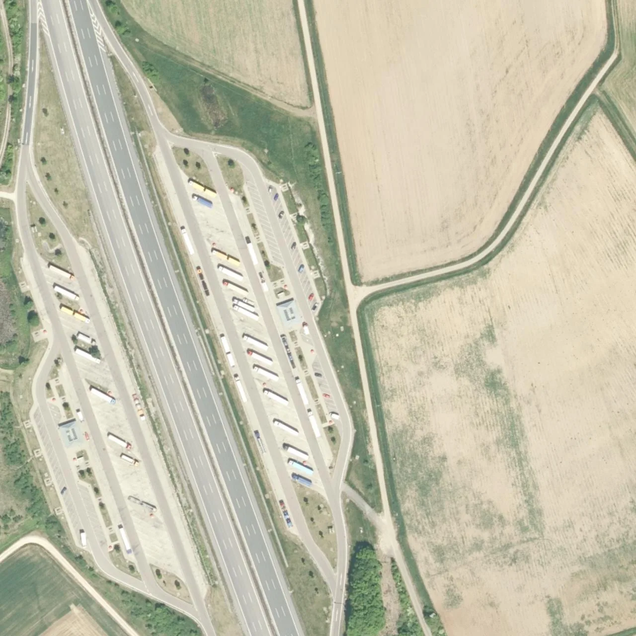 Aerial photo (orthophoto) of truck parking Offenbau Ost from 2025